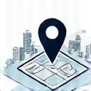 Icône de carte personnalisée avec une épingle et des symboles métier