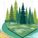 Icône de carte environnementale avec arbres et rivières