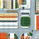 Icône de planificateur urbain avec des bâtiments et une grille